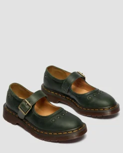 Babies Flower en cuir Crazy Horse in Vert Doc's