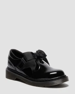 BABIES POLLEY II EN CUIR PATENT LAMPER À NŒUDS JUNIOR in Noir