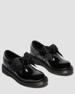 BABIES POLLEY II EN CUIR PATENT LAMPER À NŒUDS JUNIOR in Noir