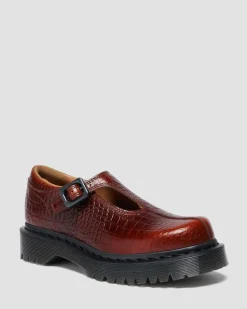 Babies Rejena en cuir gaufré croco in Marron