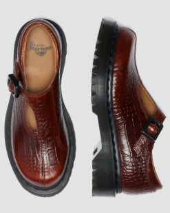 Babies Rejena en cuir gaufré croco in Marron