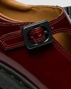 Babies Rejena en cuir Laquered in Rouge Cherry Red