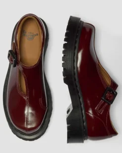 Babies Rejena en cuir Laquered in Rouge Cherry Red