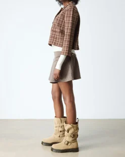 Biker boots Anistone en daim à brides in Tan
