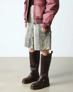 BIKER BOOTS ANISTONE HAUTES EN CUIR CRAZY HORSE in Marron Foncé