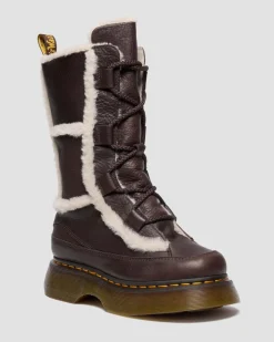Boots Buzz en cuir Grizzly doublées de fourrure synthétique à lacets in Marron Foncé