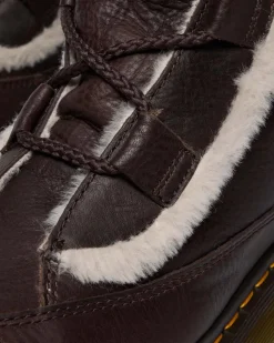 Boots Buzz en cuir Grizzly doublées de fourrure synthétique à lacets in Marron Foncé