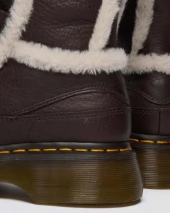 Boots Buzz en cuir Grizzly doublées de fourrure synthétique à lacets in Marron Foncé