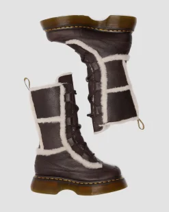 Boots Buzz en cuir Grizzly doublées de fourrure synthétique à lacets in Marron Foncé