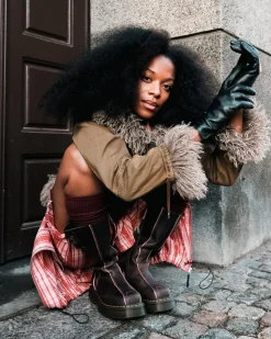 Boots Buzz Hi en cuir Wyoming in Marron Foncé