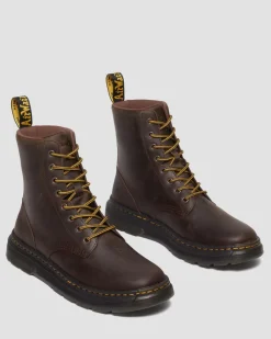 Boots Crewson en cuir à lacets in Marron Foncé