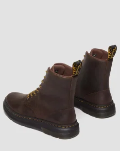 Boots Crewson en cuir à lacets in Marron Foncé