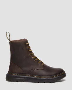Boots Crewson en cuir à lacets in Marron Foncé