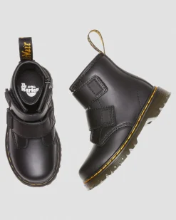 Boots 1460 en cuir à brides velcro pour tout-petit in Noir