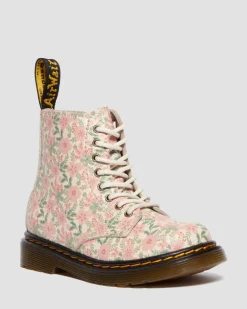 Boots 1460 en cuir à fleurs pour tout-petit in Crème Nuage