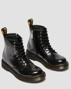 BOOTS 1460 EN CUIR GLITTER PATENT JUNIOR in Noir & Argenté
