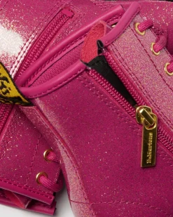 BOOTS 1460 EN CUIR GLITTER PATENT JUNIOR in Rose, Argenté & Doré