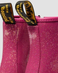 BOOTS 1460 EN CUIR GLITTER PATENT JUNIOR in Rose, Argenté & Doré