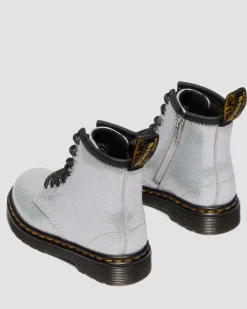 BOOTS 1460 EN CUIR GLITTER PATENT POUR TOUT-PETIT in Argenté