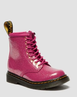 BOOTS 1460 EN CUIR GLITTER PATENT POUR TOUT-PETIT in Rose, Argenté & Doré