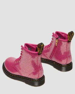 BOOTS 1460 EN CUIR GLITTER PATENT POUR TOUT-PETIT in Rose, Argenté & Doré