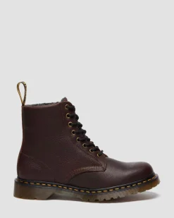 Boots 1460 en cuir Grizzly à doublure en polaire in Marron Foncé