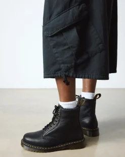 Boots 1460 en cuir Grizzly et fourrure synthétique à lacets in Noir