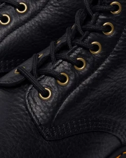 Boots 1460 en cuir Grizzly et fourrure synthétique à lacets in Noir