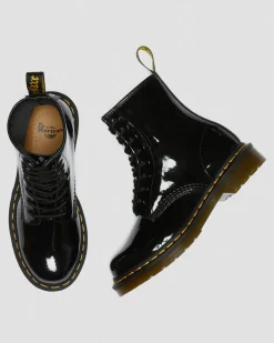 Boots 1460 en cuir verni à lacets in Noir