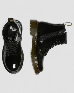 Boots 1460 en cuir verni à lacets Junior in Noir