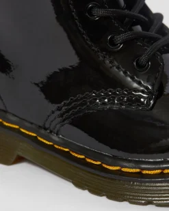 Boots 1460 en cuir verni à lacets pour bébé in Noir