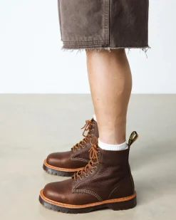 Boots 1460 en cuir Wild Grain in Marron Sépia