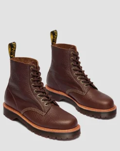 Boots 1460 en cuir Wild Grain in Marron Sépia