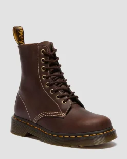 Boots 1460 en cuir Wyoming à lacets in Marron Foncé