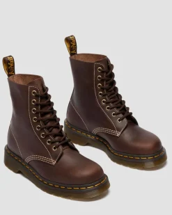 Boots 1460 en cuir Wyoming à lacets in Marron Foncé
