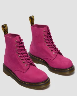 BOOTS 1460 EN MILLED NUBUCK À LACETS in Rose