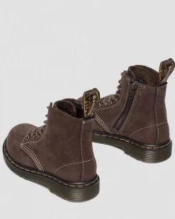 Boots 1460 en Tumbled Nubuck pour tout-petit in Marron Foncé