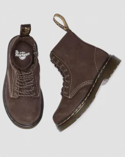 Boots 1460 en Tumbled Nubuck pour tout-petit in Marron Foncé