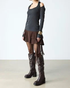 BOOTS HAUTES KASEY EN CUIR À TALONS in Marron Foncé