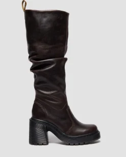 BOOTS HAUTES KASEY EN CUIR À TALONS in Marron Foncé