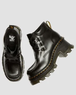 Boots à 3 œillets Corran en cuir Atlas à talons in Noir