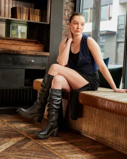 Boots montantes Kasey en cuir Virginia in Noir