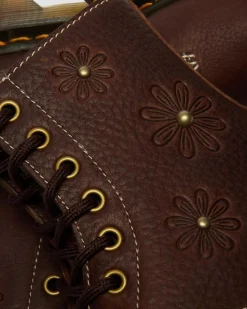 Boots 1460 Pascal en cuir Flower Grizzly in Marron Foncé