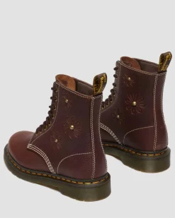 Boots 1460 Pascal en cuir Flower Grizzly in Marron Foncé