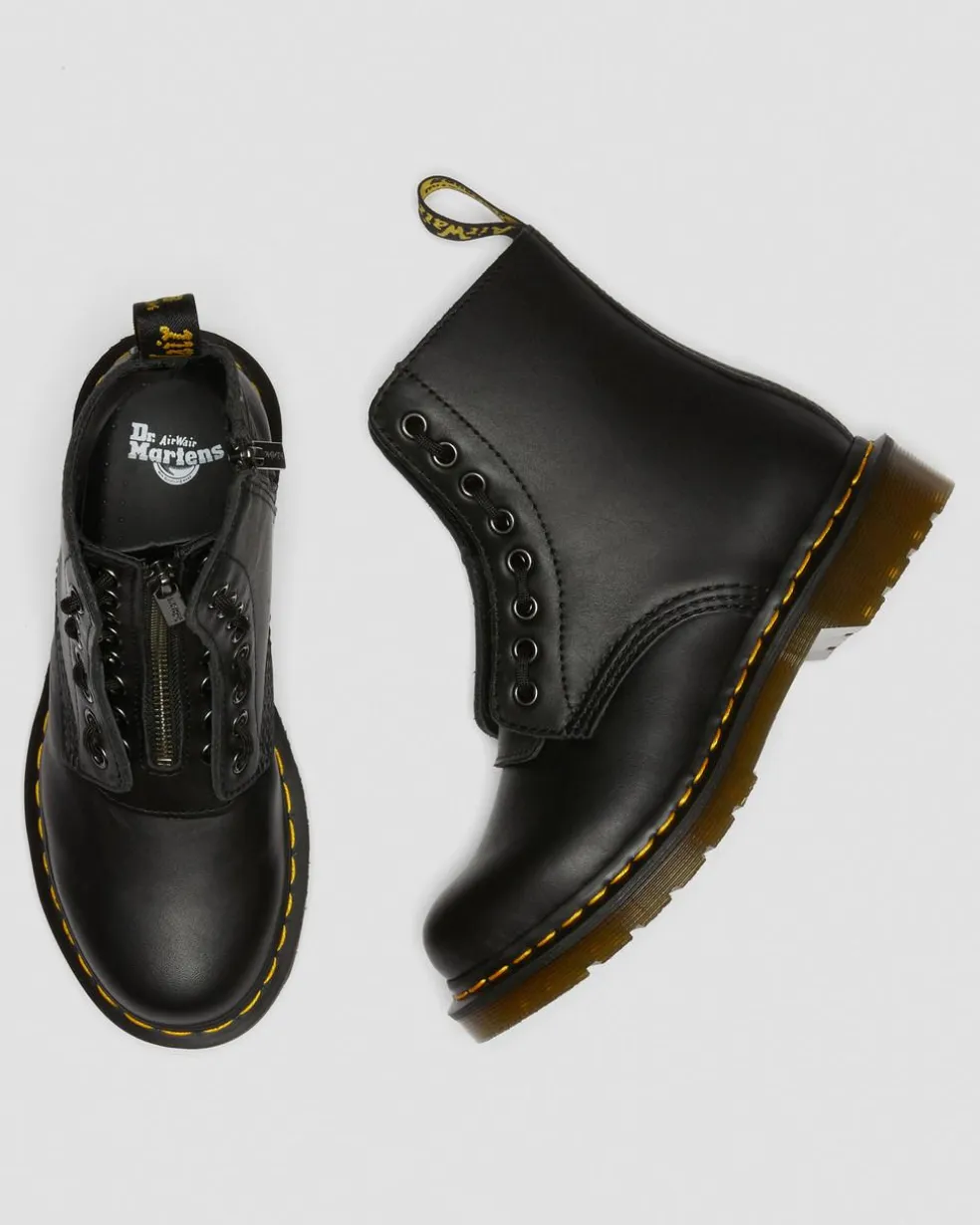 Boots 1460 Pascal en cuir Nappa à fermetures zippées in Noir