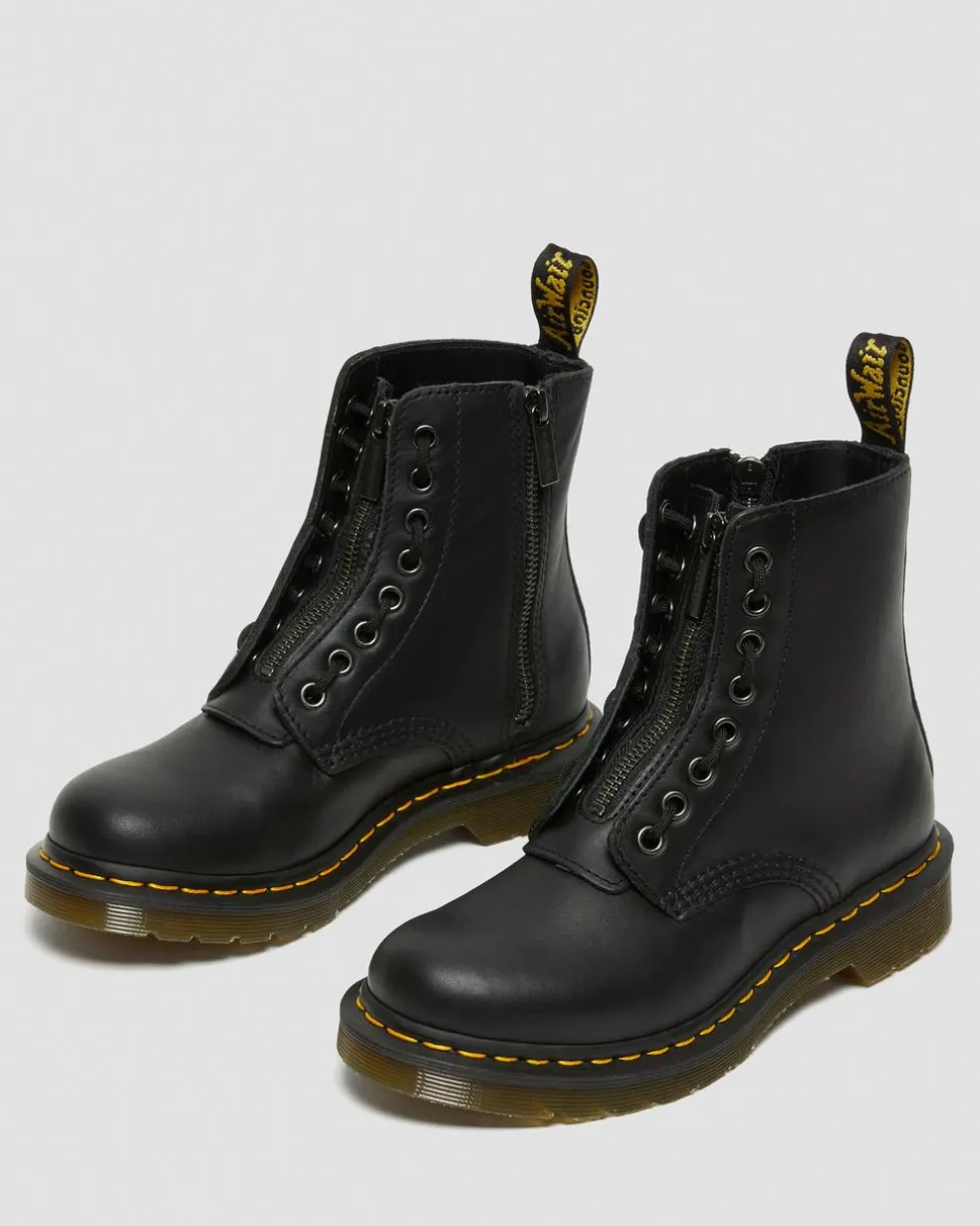 Boots 1460 Pascal en cuir Nappa à fermetures zippées in Noir