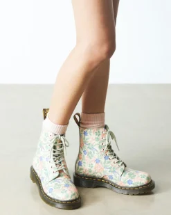 Boots 1460 Pascal Floral en cuir reconditionné in Crème Nuage