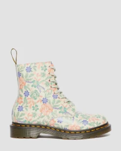 Boots 1460 Pascal Floral en cuir reconditionné in Crème Nuage