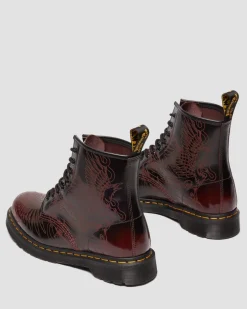 Boots 1460 Phoenix en cuir Arcadia Rub Off in Rouge Cherry Red