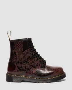 Boots 1460 Phoenix en cuir Arcadia Rub Off in Rouge Cherry Red